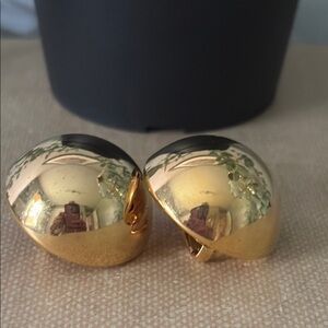 Vintage 1991 Gold Plated 1.25” Dome Clip Earrings | Bold Polished Statement